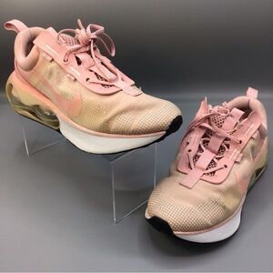 Nike Women's Pink and White Air Max-Style Cushioned Sneakers